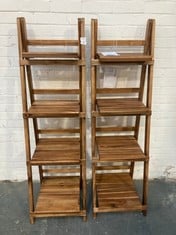 2 X ACACIA WOOD FOLDING 4 TIER BATHROOM SHELVES - TOTAL LOT RRP �140 (SALEROOM 40)