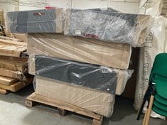 PALLET OF ASSORTED BED BASES TO INCLUDE 4FT 6 BED BASE IN GREY FABRIC (ZONE 4) (KERBSIDE PALLET DELIVERY)