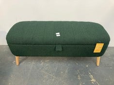 DARK GREEN BOUCLE FABRIC STORAGE OTTOMAN - ITEM NO. BNH2013 - RRP �200 (SALEROOM 40)