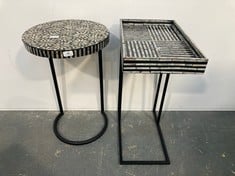 BLACK / TILE EFFECT RECTANGLE OVER SOFA TABLE TO INCLUDE BLACK / TILE EFFECT ROUND OVER SOFA TABLE (SALEROOM 40)