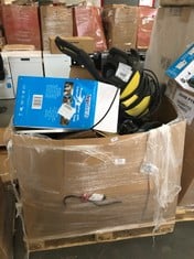 PALLET OF ASSORTED ITEMS TO INCLUDE TOPTECH 135 BAR PRESSURE WASHER (SALEROOM 40) (KERBSIDE PALLET DELIVERY)