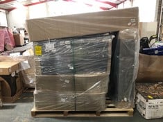 PALLET OF ASSORTED BED BASES / PARTS TO INCLUDE SINGLE DIVAN BED BASE IN BLUE VELVET (SALEROOM 40) (KERBSIDE PALLET DELIVERY)