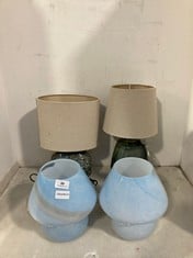 4 X ASSORTED LAMPS TO INCLUDE 2 X BLUE MUSHROOM THEME TABLE LAMP - TOTAL LOT RRP �170 (SALEROOM 40) (COLLECTION ONLY)