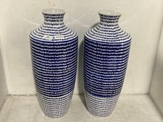 SAGEBROOK TALL CERAMIC SLIM VASE IN BLUE / WHITE (SALEROOM 40) (COLLECTION ONLY)