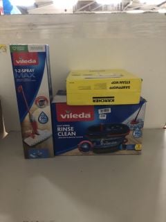 3 X ITEMS INC VILEDA EASY WRING RINSE CLEAN SPIN MOP & BUCKET SYSTEM