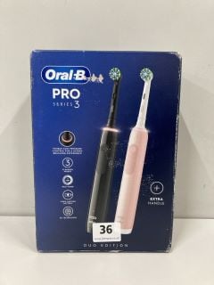 ORAL B PRO SERIES 3 DUO EDITION ELECTRIC TOOTHBRUSHES RRP: £159.99