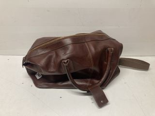 JOHN LEWIS & PARTNERS LEATHER HOLDALL BAG IN BROWN