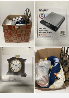 BOX OF ITEMS TO INCLUDE ACCTIM MANTEL CLOCK