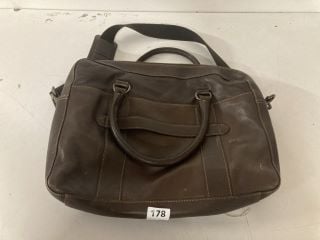 JOHN LEWIS & PARTNERS LEATHER HOLDALL BAG IN BROWN