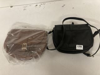 2 X ITEMS TO INCLUDE BARBOUR LEATHER SHOULDER BAG IN BLACK