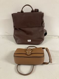 2 X ITEMS TO INCLUDE JOHN LEWIS & PARTNERS SHOULDER BAG IN TAN BROWN