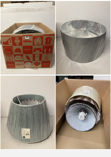 BOX OF ITEMS TO INCLUDE JOHN LEWIS & PARTNERS POLYESTER 35CM LAMP SHADE