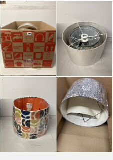 BOX OF ITEMS TO INCLUDE JOHN LEWIS & PARTNERS POLYESTER 45CM LAMP SHADE