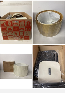 BOX OF ITEMS TO INCLUDE JOHN LEWIS & PARTNERS POLYESTER 35CM LAMP SHADE