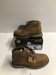 CAT PARKER ST STEEL TOE CAP BOOTS IN DARK BEIGE SIZE UK 10