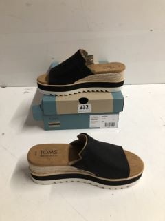 TOMS DIANA MULE BLACK HEAVY CANVAS PLATFORM SANDALS SIZE UK 4