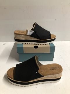 TOMS DIANA MULE BLACK HEAVY CANVAS PLATFORM SANDALS SIZE UK 7