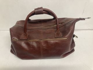 JOHN LEWIS & PARTNERS LEATHER DUFFEL BAG IN PURPLE