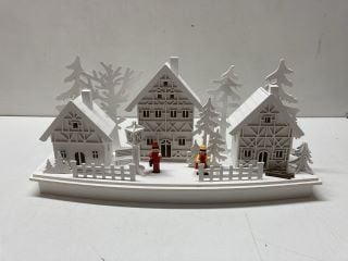 2 X WHITE WOOD LIT VILLAGE SCENE