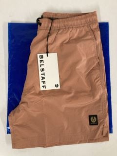 BELSTAFF CLIPPER SWIM SHORTS IN RUST PINK SIZE M