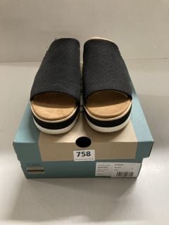 TOMS DIANA MULE BLACK HEAVY CANVAS PLATFORM SANDALS SIZE UK 6