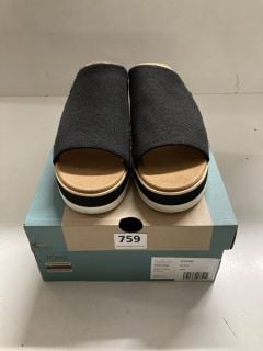 TOMS DIANA MULE BLACK HEAVY CANVAS PLATFORM SANDALS SIZE UK 7