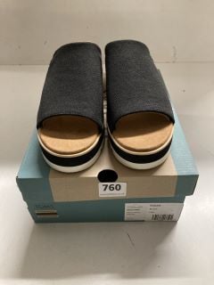 TOMS DIANA MULE BLACK HEAVY CANVAS PLATFORM SANDALS SIZE UK 7