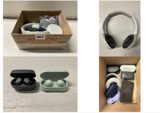 BOX OF HEADPHONES IN VARIOUS SIZES AND BRANDS