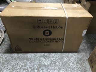 RUSSELL HOBBS 90CM GT SERIES FLAT GLASS COOKER HOOD MODEL: RHFGCH901B