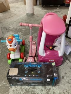 KIDS RIDE ON TOYS TO INCLUDE A HOVER-ONE SUPERSTAR HOVERBOARD RRP £179 (COLLECTION FROM SITE ONLY)