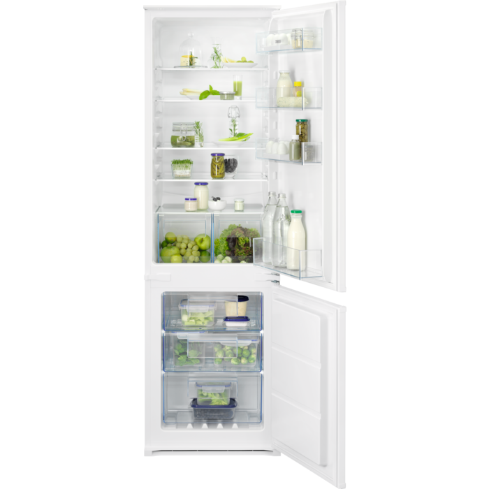 ZANUSSI 177CM HIGH 70/30 INTEGRATED FROST FREE FRIDGE FREEZER WITH SLIDING DOOR FIXING KIT  MODEL: ZNNN18ES3 RRP: £830(IN PACKAGING)