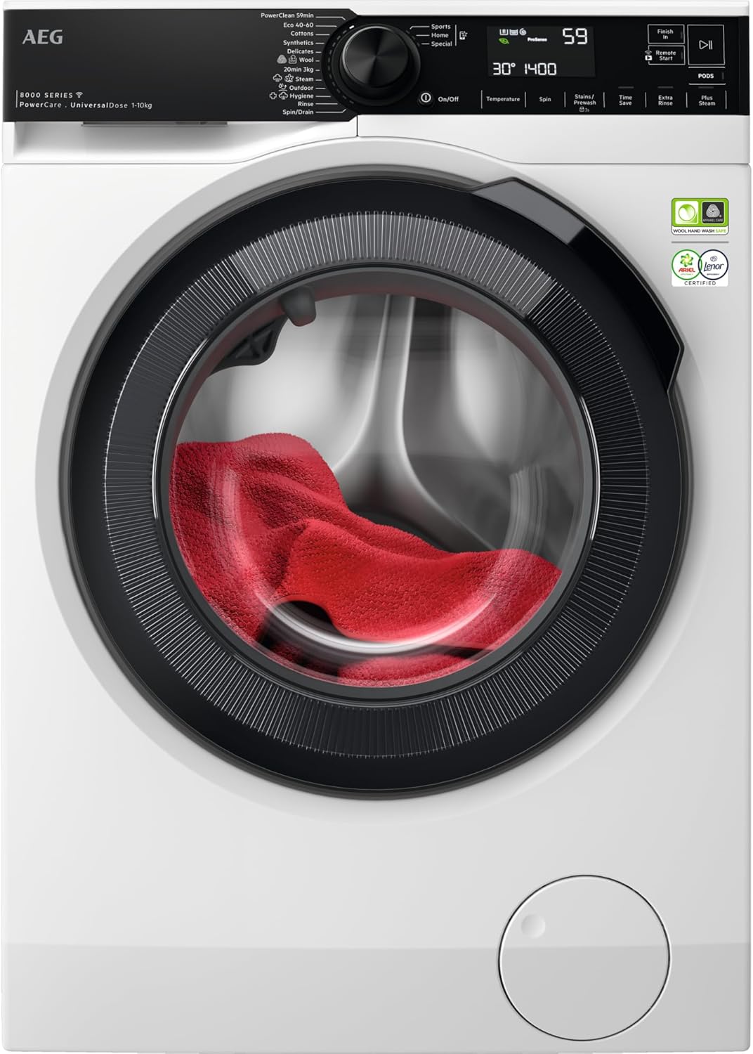 AEG 8000 POWERCARE UNIVERSALDOSE 10 KG WASHING MACHINE MODEL: LFR84146UC RRP: £1,049(IN PACKAGING)