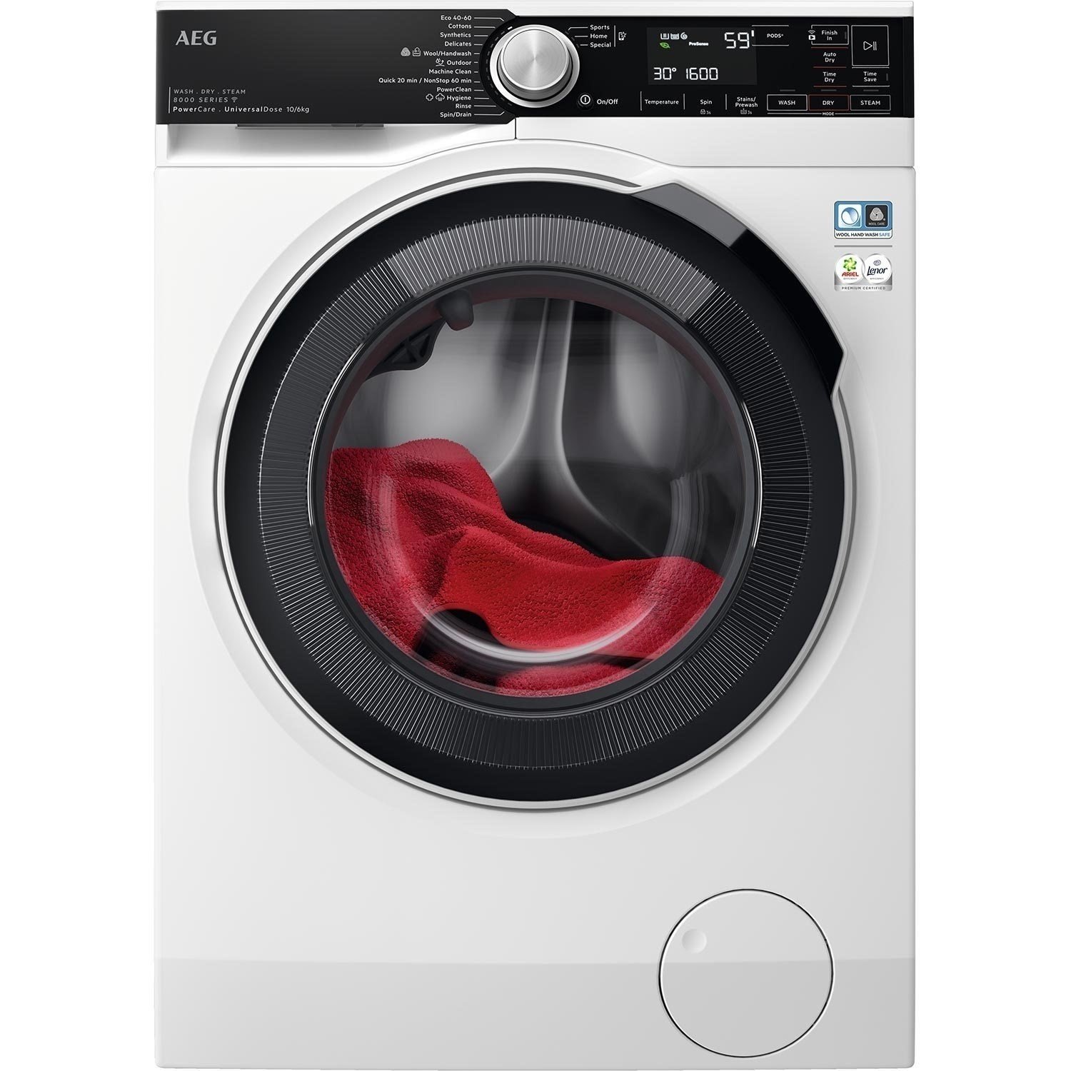 AEG 8000 POWERCARE UNIVERSALDOSE CONDENSER 10 KG WASHER DRYER MODEL: LWR8516O5UD RRP: £1,199 (IN PACKAGING)