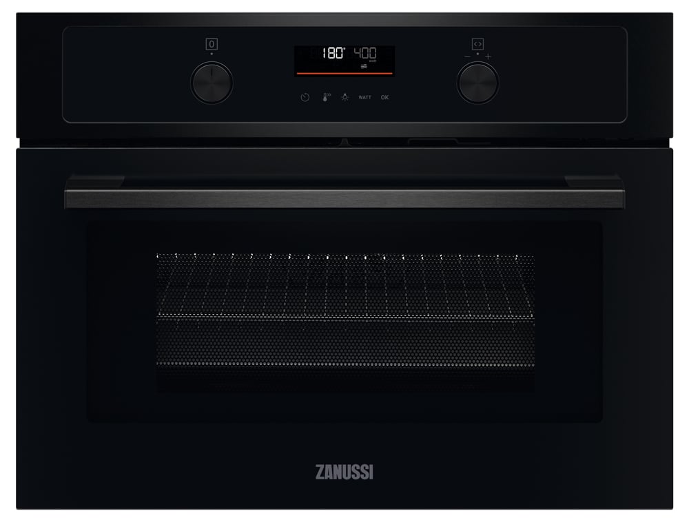 ZANUSSI BUILT IN COMPACT ELECTRIC SINGLE OVEN WITH MICROWAVE FUNCTION - BLACK MODEL: ZVENM6KN RRP: £680(IN PACKAGING)