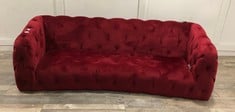 ALCHEMIST PLUSH CRANBERRY 3 SEATER SOFA MODEL SOF4067-13934 RRP £2400: LOCATION - FLOOR(COLLECTION OR OPTIONAL DELIVERY AVAILABLE)