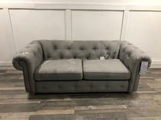 DFS.COM GREY FABRIC 3 SEATER SOFA  RRP £749: LOCATION - FLOOR(COLLECTION OR OPTIONAL DELIVERY AVAILABLE)