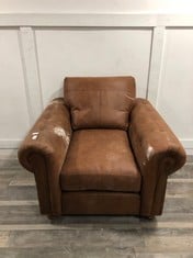 DFS.COM BROWN SUEDE ARMCHAIR  RRP £429: LOCATION - FLOOR(COLLECTION OR OPTIONAL DELIVERY AVAILABLE)