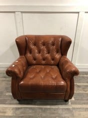 DFS.COM BROWN LEATHER ARMCHAIR  RRP £1299: LOCATION - FLOOR(COLLECTION OR OPTIONAL DELIVERY AVAILABLE)