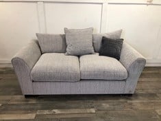 DFS.COM GREY FABRIC 2 SEATER SOFA  RRP 649: LOCATION - FLOOR(COLLECTION OR OPTIONAL DELIVERY AVAILABLE)