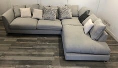 DFS.COM GREY FABRIC LARGE CORNER GROUP SOFA  RRP £1099: LOCATION - FLOOR(COLLECTION OR OPTIONAL DELIVERY AVAILABLE)