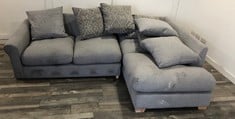 DFS.COM GREY FABRIC CORNER SOFA  RRP £1879: LOCATION - FLOOR(COLLECTION OR OPTIONAL DELIVERY AVAILABLE)