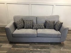 DFS.COM GREY FABRIC 3 SEATER SOFA  RRP £1175: LOCATION - FLOOR(COLLECTION OR OPTIONAL DELIVERY AVAILABLE)