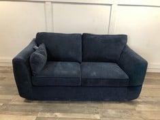 DFS.COM BLUE FABRIC 2 SEATER SOFA  RRP £869: LOCATION - FLOOR(COLLECTION OR OPTIONAL DELIVERY AVAILABLE)