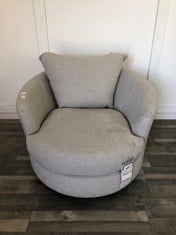 DFS.COM GREY FABRIC SWIVEL CHAIR RRP £799: LOCATION - FLOOR(COLLECTION OR OPTIONAL DELIVERY AVAILABLE)