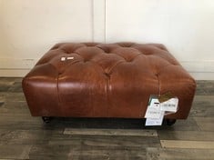 DFS.COM BROWN LEATHER FOOT STOOL RRP £399: LOCATION - FLOOR(COLLECTION OR OPTIONAL DELIVERY AVAILABLE)