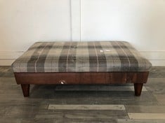 DFS.COM GREY/BROWN TARTAN FABRIC FOOTSTOOL RRP £349: LOCATION - FLOOR(COLLECTION OR OPTIONAL DELIVERY AVAILABLE)