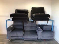 BLACK FABRIC SOFA PARTS +GREY SUEDE SOFA PARTS: LOCATION - FLOOR(COLLECTION OR OPTIONAL DELIVERY AVAILABLE)