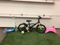 QUANTITY OF KIDS TOYS TO INCLUDE BTWIN KIDS BIKE 16" WHEELS: LOCATION - FLOOR(COLLECTION OR OPTIONAL DELIVERY AVAILABLE)