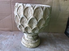 PINEAPPLE URN- DEEP PINEAPPLE PATTERN PLANTER ON CIRCULAR BASE, 2 PIECES - COLLECTION ONLY - LOCATION FLOOR