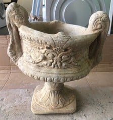 TWO-HANDLED URN- LARGE DECORATIVE 2-HANDLED URN, 2 PIECES - COLLECTION ONLY - LOCATION FLOOR